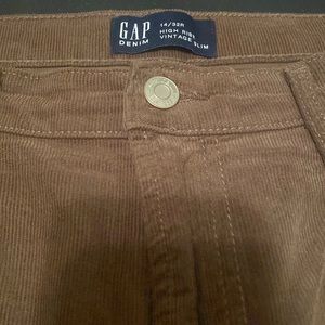 Gap Vintage Slim High Rise chocolate brown Corduroy Pants 14 32 R